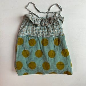 Kico Kids Blue Green Polka Dot Crossover Strap Dress 3-4Y